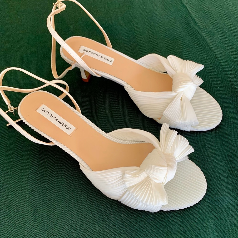 Saks Fifth Avenue Sammy Pleated Bow Kitten Heels - Picture 2 of 4